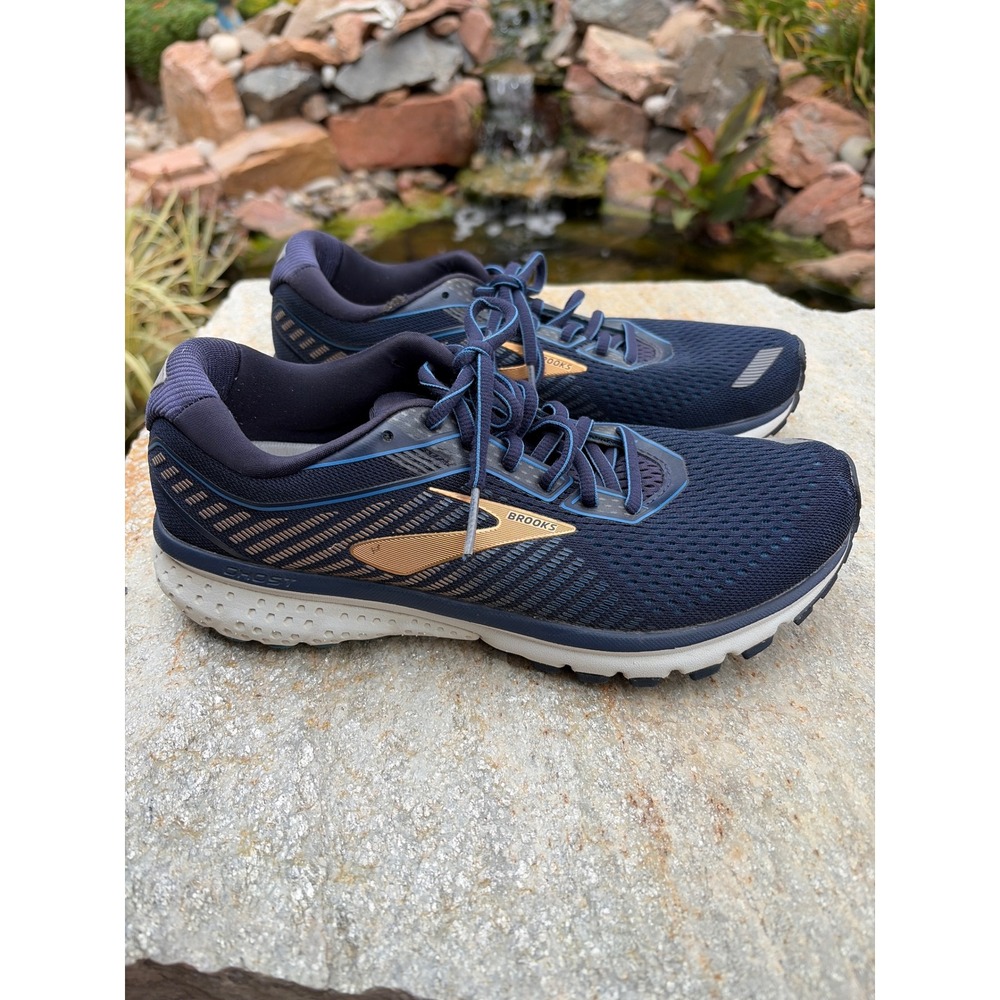 Brooks Ghost 12 Mens Running Shoes Navy Gold 1103161D489 Size 8 Medium D